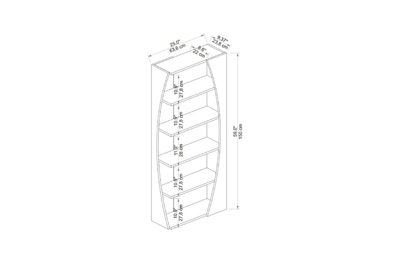 Selge Bokhylla 63,6 cm i Ek - Vit - Förvaring - Hyllor - Bokhylla