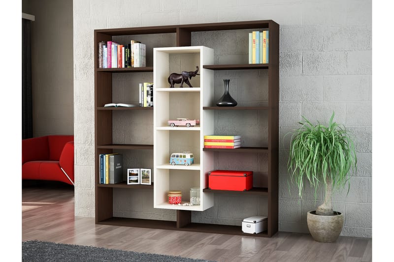 SHARONE Bokhylla Mörk Trä/Wenge/Vit - Brun/Beige - Förvaring - Hyllor - Bokhylla
