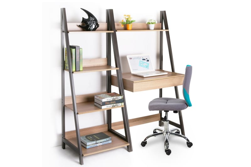 Step Bokhylla 48 cm i Trä med Metallram - Ljusbrun - Förvaring - Hyllor - Bokhylla