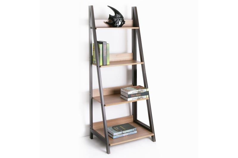 Step Bokhylla 48 cm i Trä med Metallram - Ljusbrun - Förvaring - Hyllor - Bokhylla