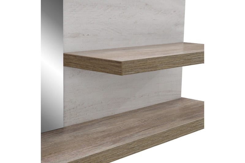 Talebi Vägghylla med Spegel 25x213 cm - Brun/Vit - Förvaring - Köksförvaring - Kökshylla