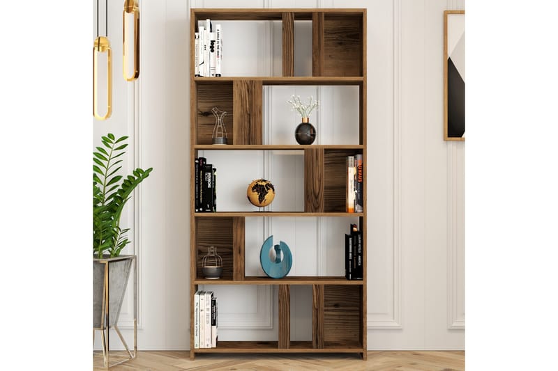 Timiza Bokhylla 90 cm med 5 Hyllor i Valnöt - Brun - Förvaring - Hyllor - Bokhylla