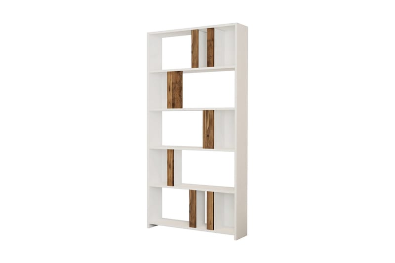 Timiza Bokhylla 90 cm med 5 Hyllor i Valnöt, Vit