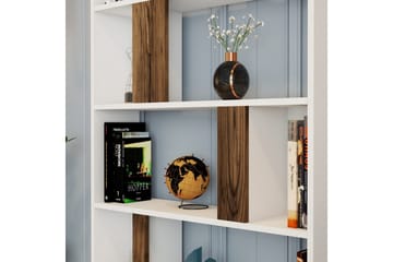 Timiza Bokhylla 90 cm med 5 Hyllor i Valnöt - Vit - Förvaring - Hyllor - Bokhylla