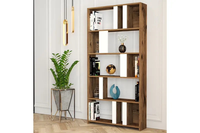 Timiza Bokhylla 90x20 cm 5 Hyllor - Mörkbrun - Förvaring - Hyllor - Bokhylla