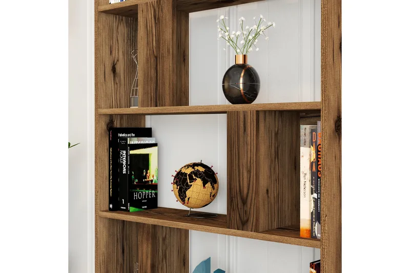 Timiza Bokhylla 90x20 cm 5 Hyllor - Mörkbrun - Förvaring - Hyllor - Bokhylla