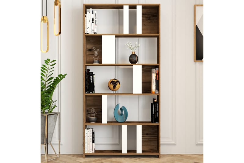 Timiza Bokhylla 90x20 cm 5 Hyllor - Mörkbrun - Förvaring - Hyllor - Bokhylla