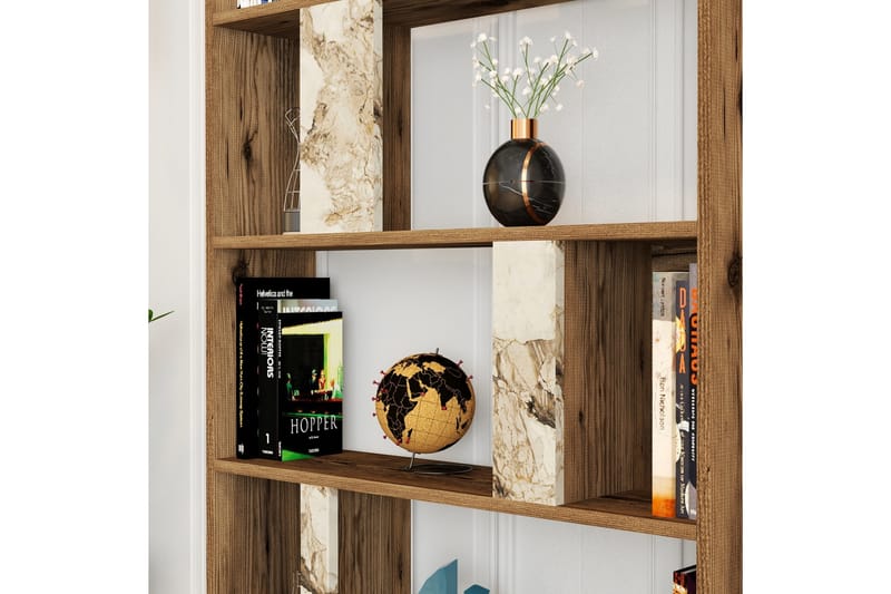 Timiza Bokhylla 90x20 cm 5 Hyllor - Mörkbrun/Vit - Förvaring - Hyllor - Bokhylla