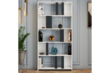 Timiza Bokhylla 90x20 cm 5 Hyllor - Vit/Antracit - Förvaring - Hyllor - Bokhylla