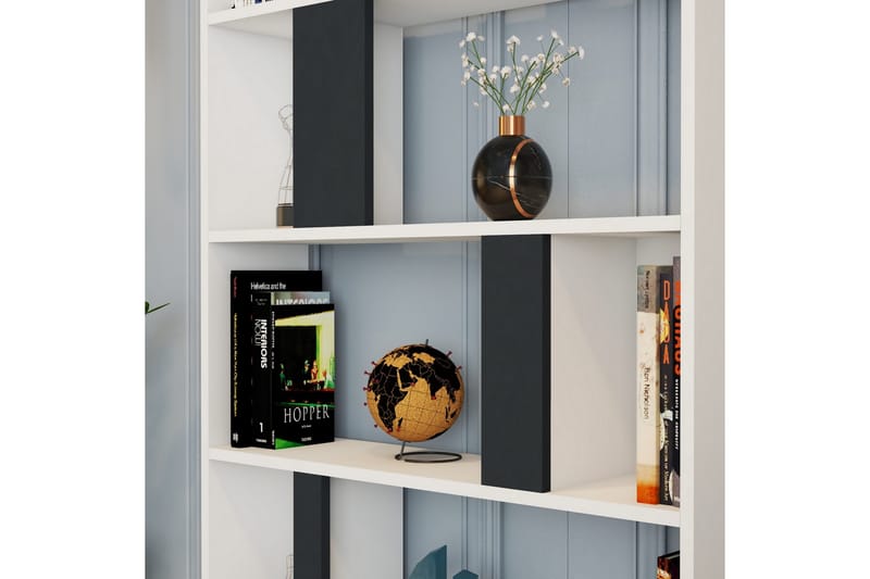 Timiza Bokhylla 90x20 cm 5 Hyllor - Vit/Antracit - Förvaring - Hyllor - Bokhylla
