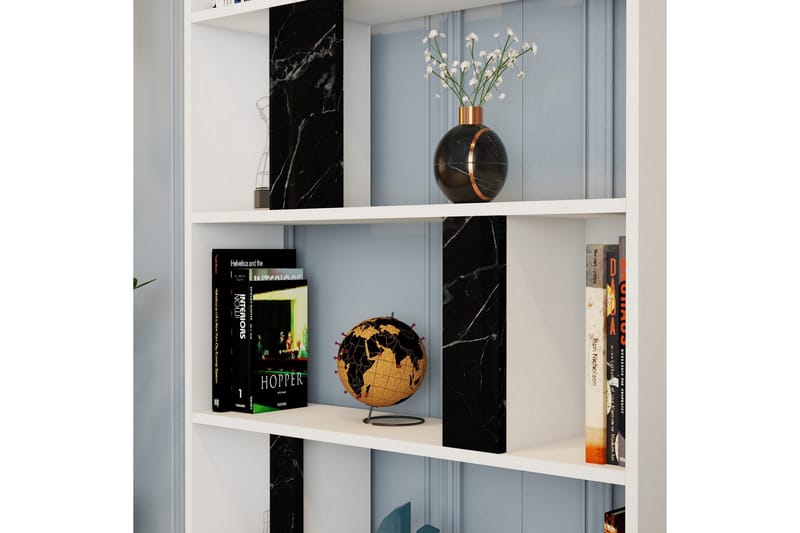 Timiza Bokhylla 90x20 cm 5 Hyllor - Vit/Svart - Förvaring - Hyllor - Bokhylla