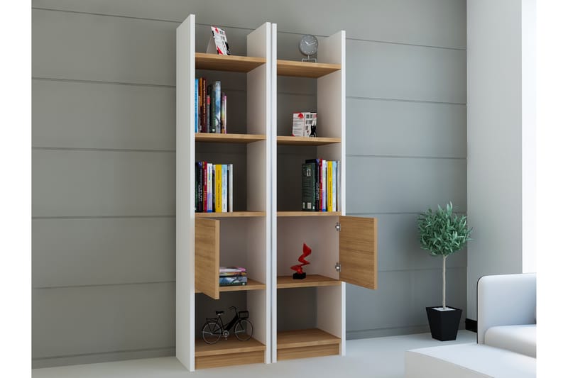 TONYA Bokhylla Vit/Teak - Vit/Teak - Förvaring - Hyllor - Bokhylla