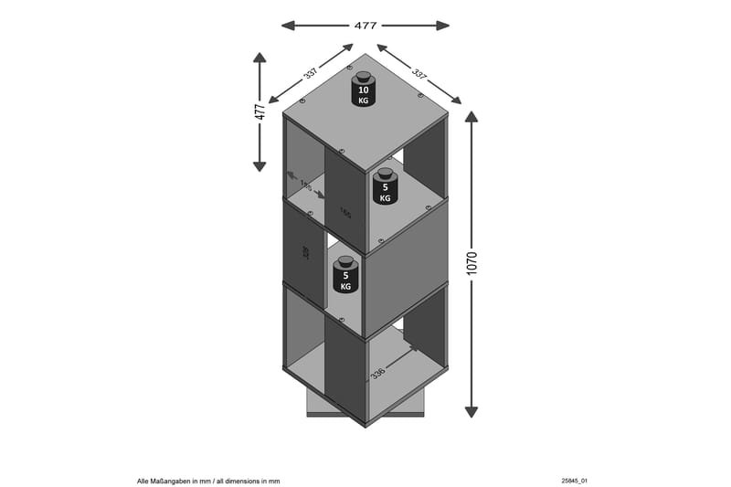 Tower Vridbar Bokhylla 34 cm i Trä - Grå - Förvaring - Hyllor - Bokhylla