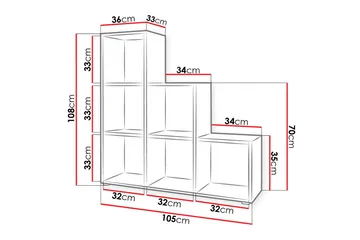 Trio Hylla 105x33x108 cm - Grå/Vit - Förvaring - Hyllor - Bokhylla