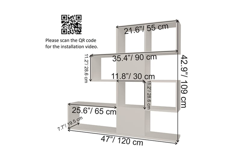 UKHAND Bokhylla 120x109 cm Vit - Förvaring - Hyllor - Bokhylla