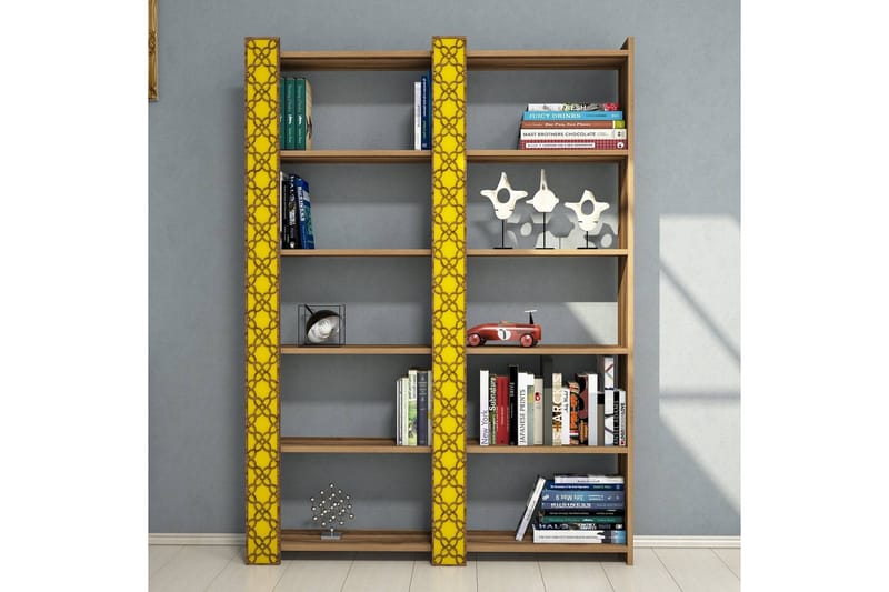 VARRED Bokhylla 124 cm Brun/Gul - Förvaring - Hyllor - Bokhylla