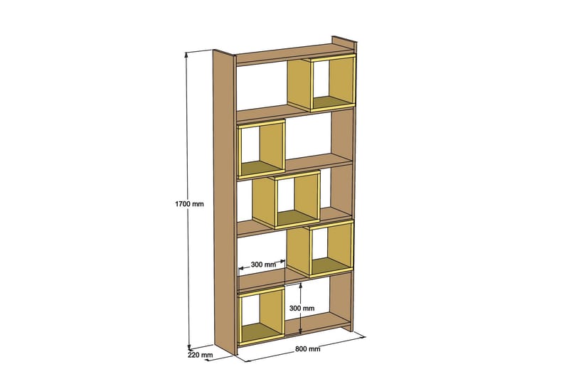 VARRED Bokhylla 80 cm Vit/Brun - Bokhylla