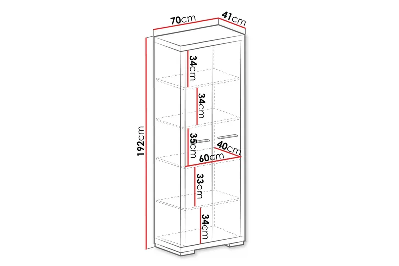 Vegas Bokhylla 70x40,5x192 cm LED-belysning - Beige/Grå - Förvaring - Hyllor - Bokhylla