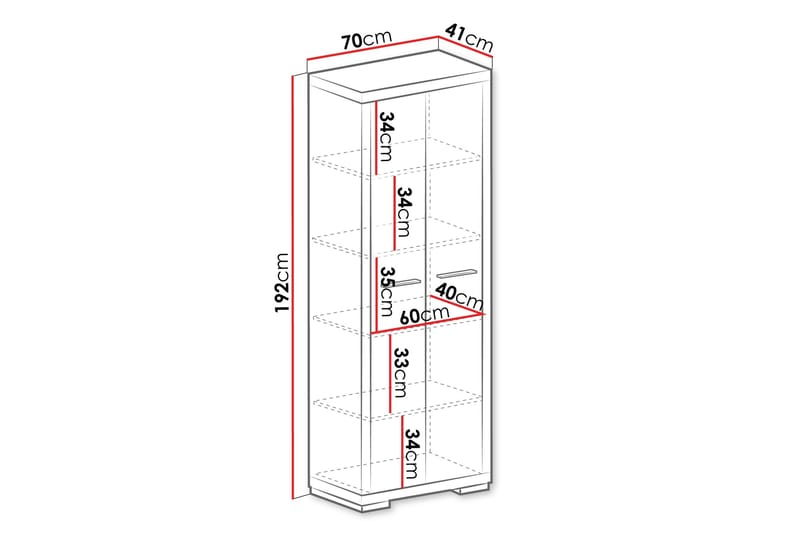 Vegas Bokhylla 70x40,5x192 cm LED-belysning - Beige/Grå - Förvaring - Hyllor - Bokhylla