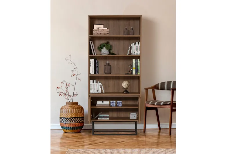 Vernavola Bokhylla 80x36 cm 3 Hyllor - Mörkbrun/Svart - Förvaring - Hyllor - Bokhylla