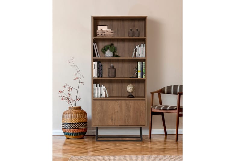 Vernavola Bokhylla 80x36 cm 3 Hyllor - Mörkbrun/Svart - Förvaring - Hyllor - Bokhylla