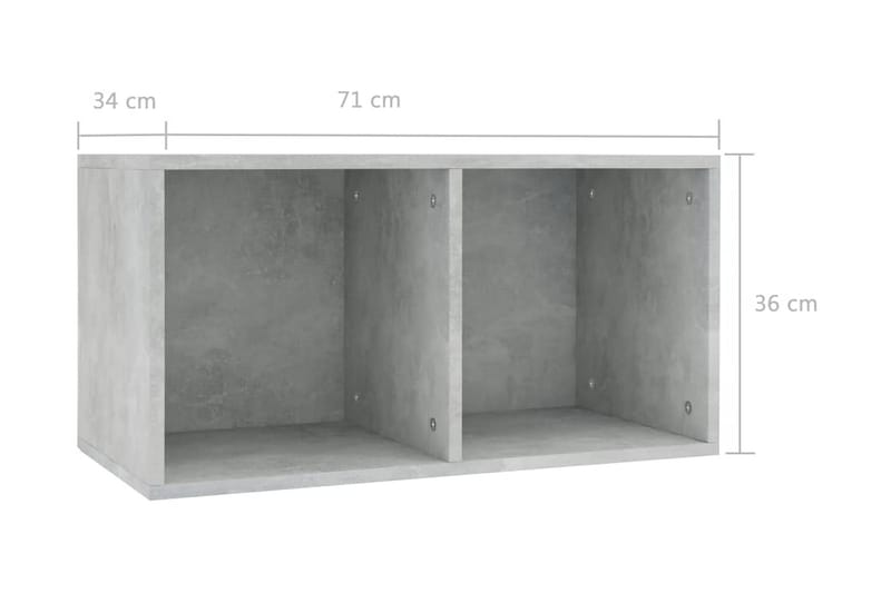Vinylhylla betonggrå 71x34x36 cm spånskiva - Grå - Förvaring - Hyllor - Bokhylla