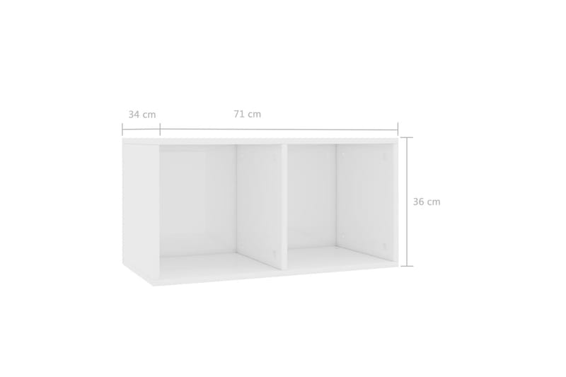 Vinylhylla högglans vit 71x34x36 cm spånskiva - Vit - Förvaring - Hyllor - Bokhylla
