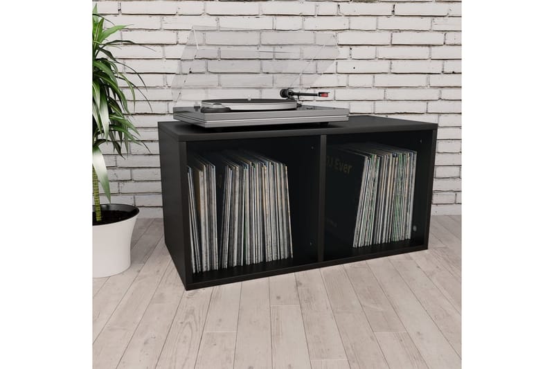 Vinylhylla svart 71x34x36 cm spånskiva - Svart - Förvaring - Hyllor - Bokhylla