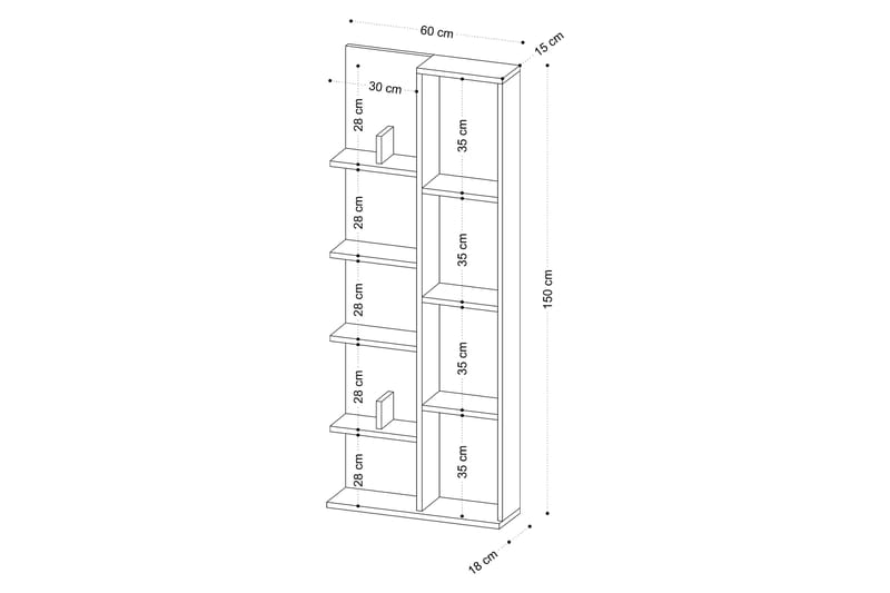 Viva Bokhylla 60x18 cm Vit - Hanah Home - Förvaring - Hyllor - Bokhylla