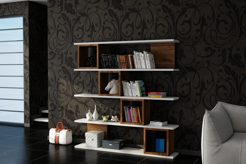 Windlar Vägghylla - Valnöt/Vit - Förvaring - Hyllor - Bokhylla