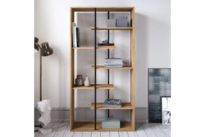 Zallar Bokhylla 90 cm - Valnöt|Svart - Förvaring - Hyllor - Bokhylla