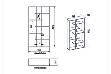 Zallar Bokhylla 90 cm - Valnöt|Svart - Förvaring - Hyllor - Bokhylla