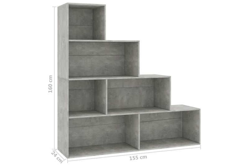 Bokhylla/Rumsavdelare betonggrå 155x24x160 cm spånskiva - Betonggrå - Bokhylla