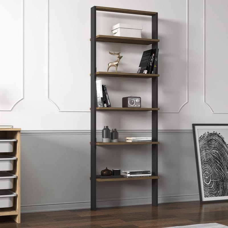 Branik Bokhylla 61x180x25 cm - Antracit och antik valnöt - Förvaring - Hyllor - Bokhylla