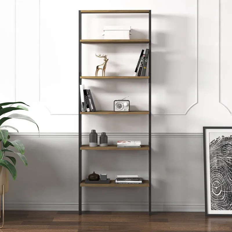 Branik Bokhylla 61x180x25 cm - Antracit och antik valnöt - Förvaring - Hyllor - Bokhylla