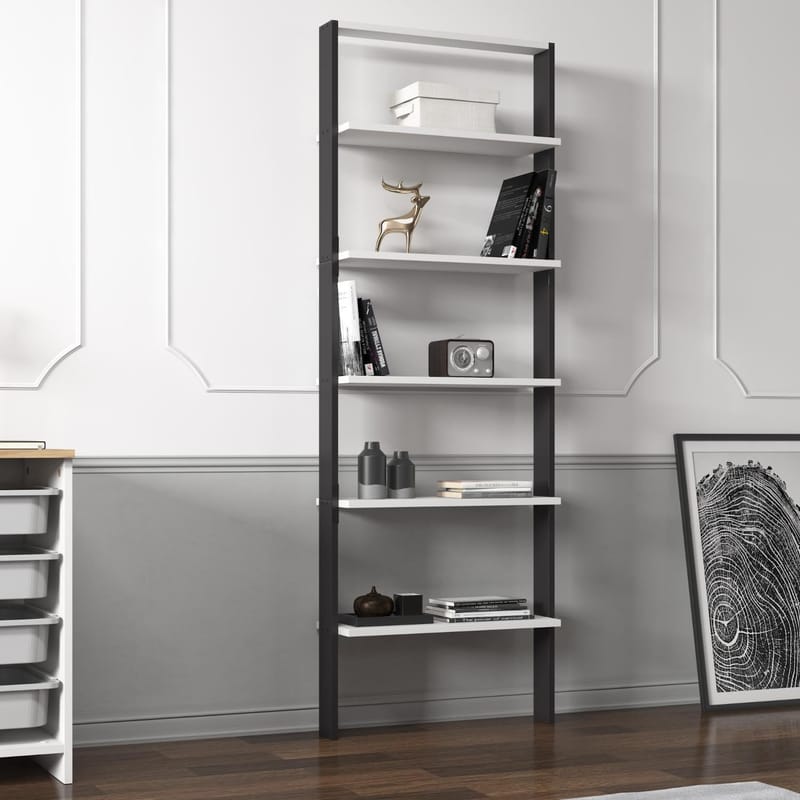 Branik Bokhylla 61x180x25 cm - Antracit och vit - Förvaring - Hyllor - Bokhylla