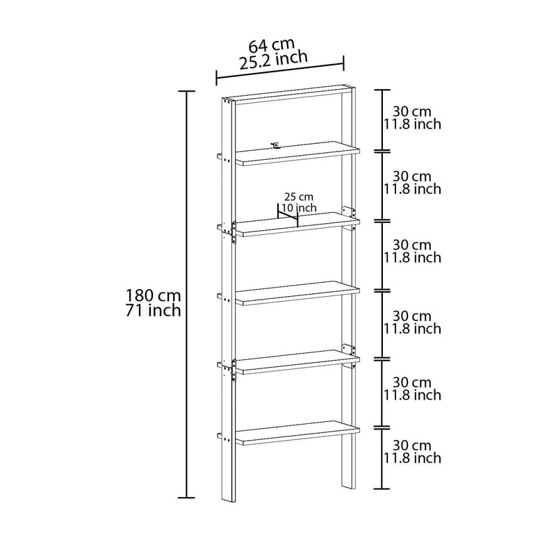 Branik Bokhylla 61x180x25 cm - Antracit och vit - Förvaring - Hyllor - Bokhylla