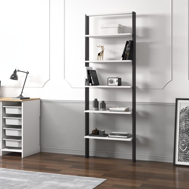 Branik Bokhylla 61x180x25 cm - Antracit och vit - Förvaring - Hyllor - Bokhylla