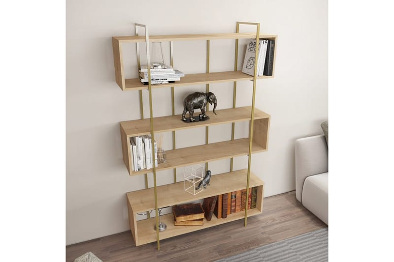 Bruti Bokhylla 120 cm - Ljusbrun/Guld - Förvaring - Hyllor - Bokhylla