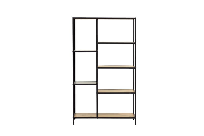 Cytis Industriell Bokhylla 80 cm i Metall med Träskiva, Svart