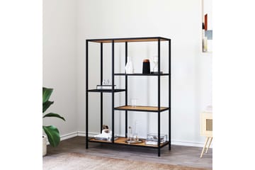 Cytis Industriell Bokhylla 80 cm i Metall med Träskiva - Svart - Förvaring - Hyllor - Bokhylla