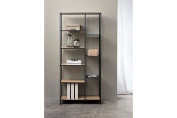 Cytis Industriell Bokhylla 80 cm i Metall med Träskiva - Svart - Förvaring - Hyllor - Bokhylla