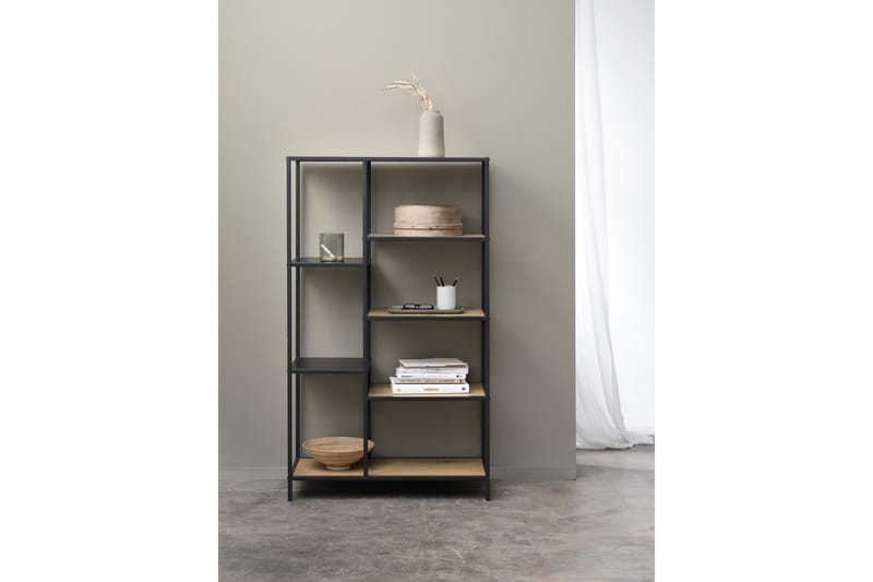 Cytis Industriell Bokhylla 80 cm i Metall med Träskiva - Svart - Förvaring - Hyllor - Bokhylla