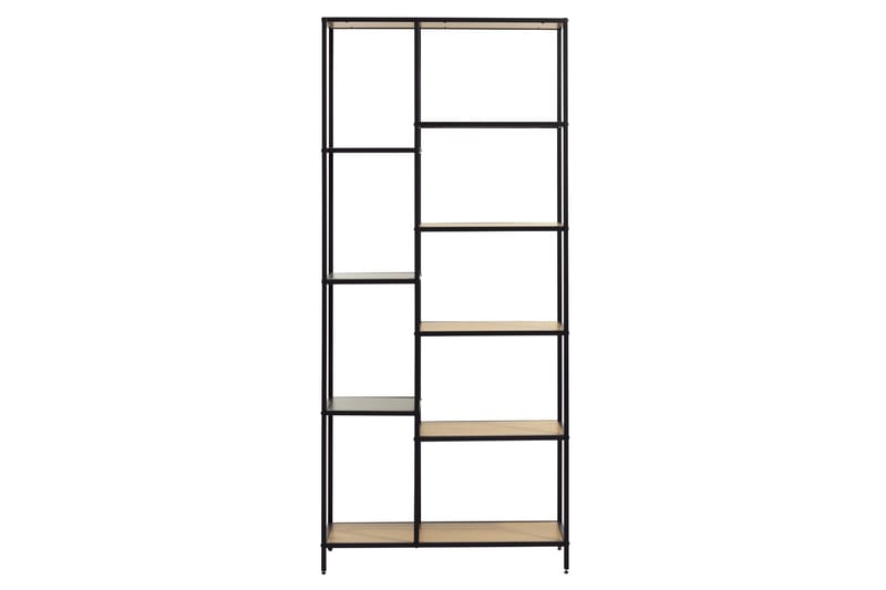Cytis Industriell Bokhylla 80 cm i Metall med Träskiva, Svart