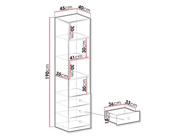 Elvaren Bokhylla 45 cm i Ek - Svart|Vit - Förvaring - Hyllor - Bokhylla