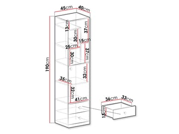 Elvaren Bokhylla 45 cm i Ek - Svart|Vit - Förvaring - Hyllor - Bokhylla