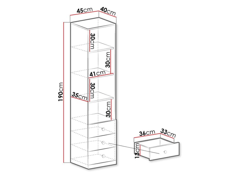 Elvaren Bokhylla 45 cm med öppna hyllor - Förvaring - Hyllor - Bokhylla