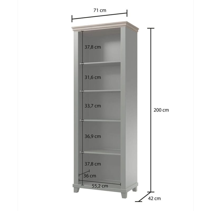 Evora Bokhylla 200 cm i Ek - Grön - Förvaring - Hyllor - Bokhylla