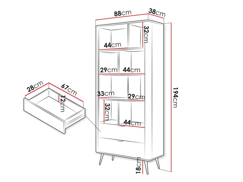 Forba Bokhylla 194 cm - vit - Förvaring - Hyllor - Bokhylla