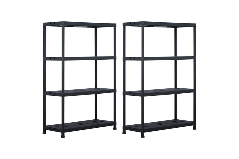 Förvaringshyllor 2 st svart 220 kg 90x40x138 cm plast - Lagerhylla